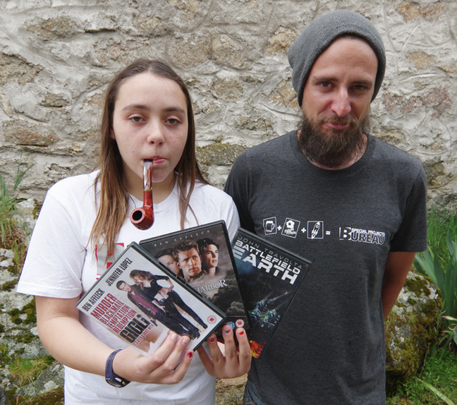 Katarina and Matthew with the three DVDs