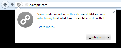 Firefox DRM warning