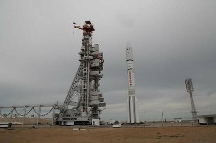 Proton-M preps for take-off on 16 May 2015. Image credit: Roscosmos