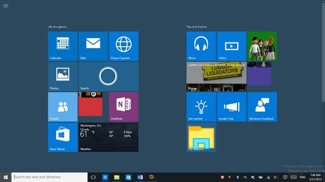 The Windows 10 (optional) full screen Start menu now looks more like 8