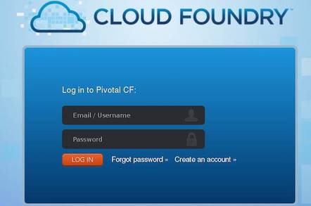 Cloud foundry login screen