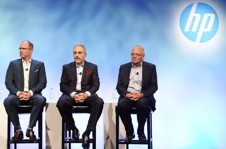 HP execs Mike Nefkens, Antonio Neri, and Robert Youngjohns