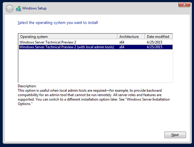 Installation options for Windows Server 2016 Installation options for Windows Server 2016