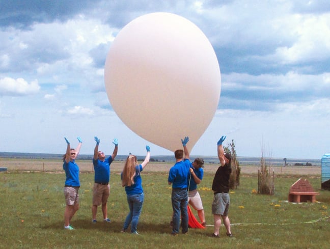 The Edge team with the inflated balloon