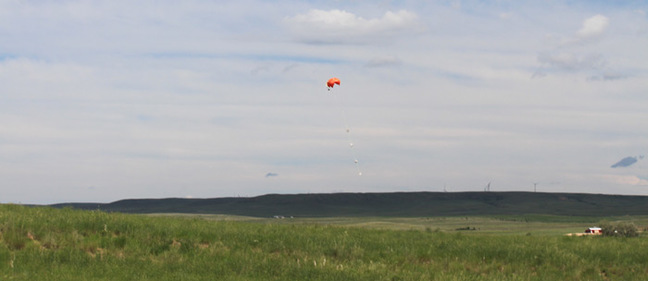 The PRATCHETT payload just prior to hitting the gound