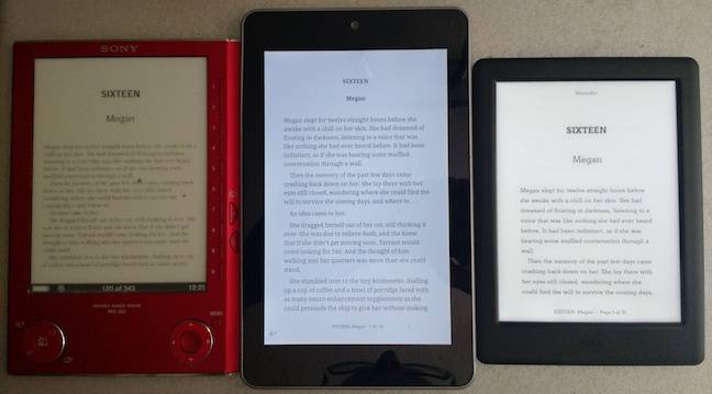 Sony Reader, Nexus 7 and Kobo Glo HD