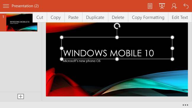 PowerPoint on Windows 10 Mobile PowerPoint on Windows 10 Mobile
