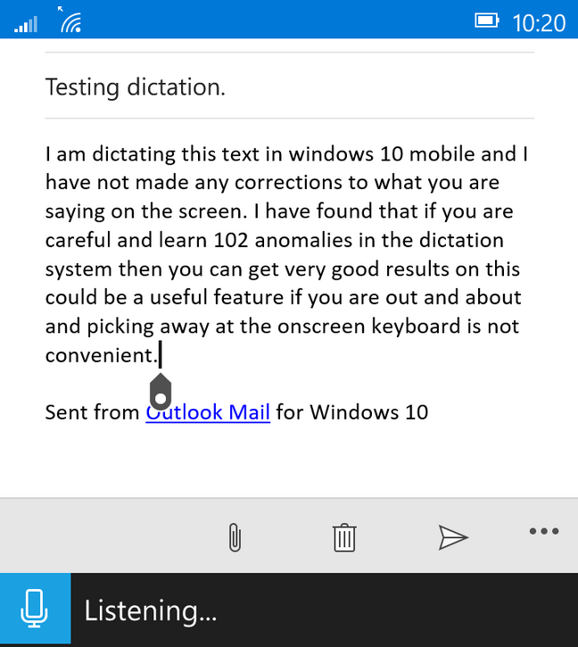 Dictation in Windows 10 Mobile Dictation in Windows 10 Mobile
