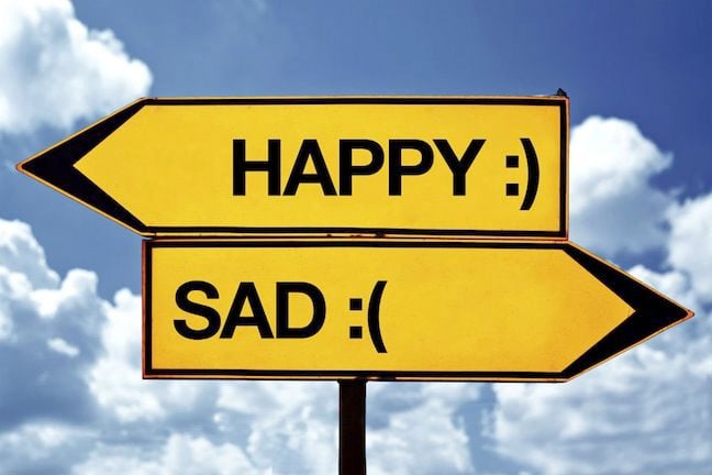 Signpost saying Happy Sad