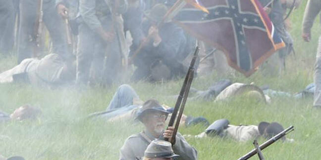 A re-enactment of the Battle of Gettysburg