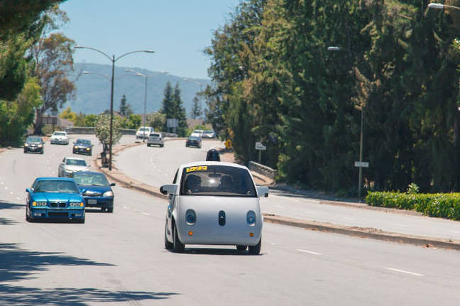 Google cars in Mountain View