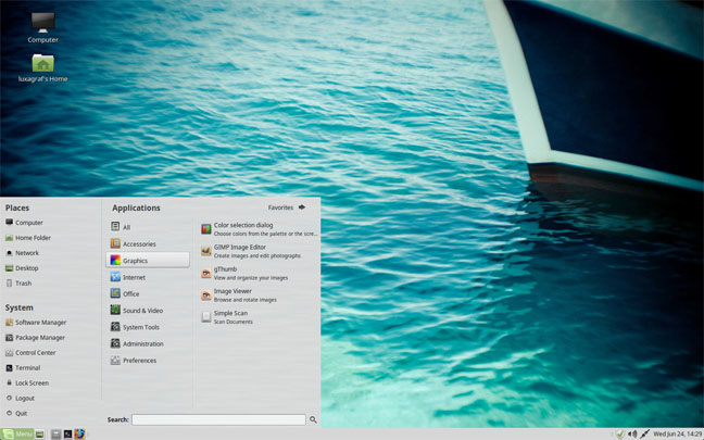 Mint 17.2 Mate desktop panel