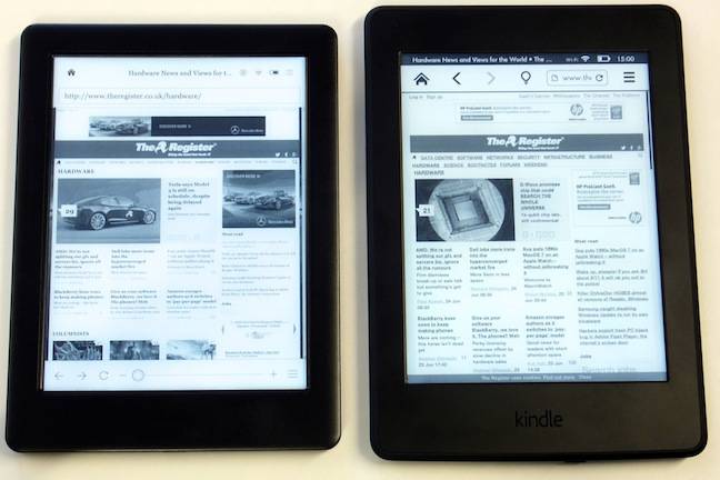 Kobo Glo HD and Kindle Paperwhite, web browsing