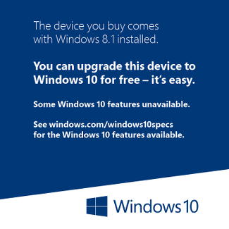 Windows 10 Update sticker for new PCs