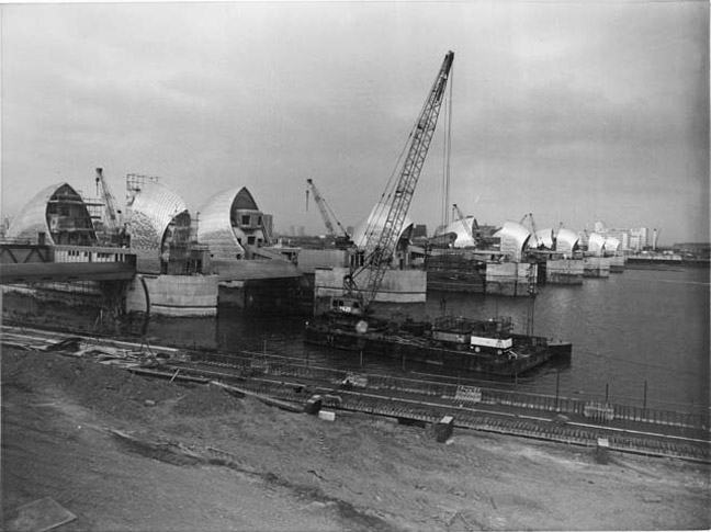 Thames barrier near end construction, photo: Environment Agency