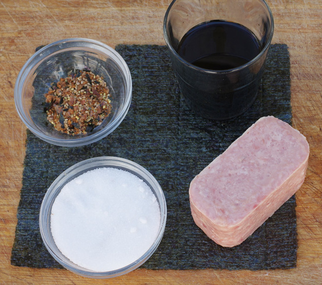 The ingredients required for the second part of the Spam musubi recipe