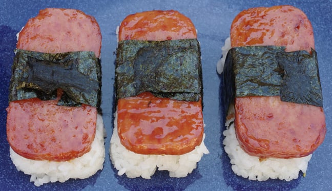 Spam musubi on a plate