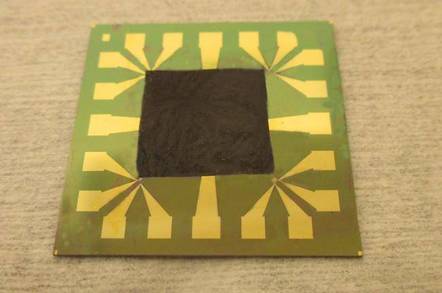 This is graphene-based film on an electronic component with high heat intensity. Pic credit: Johan Liu / Chamers University of Technology