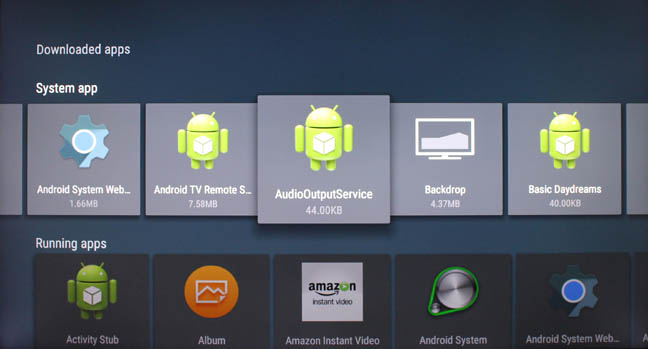 Android TV downloaded apps