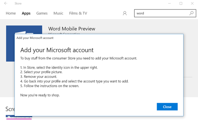 Want to use the Windows Store? You'll need a Microsoft Account