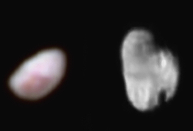 Plutonian moons Nix (left) and Hydra (right)