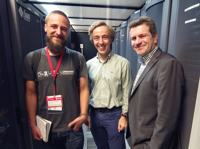 Matt with Ruben Alvarez and Christophe Arviset in the Library of the Universe