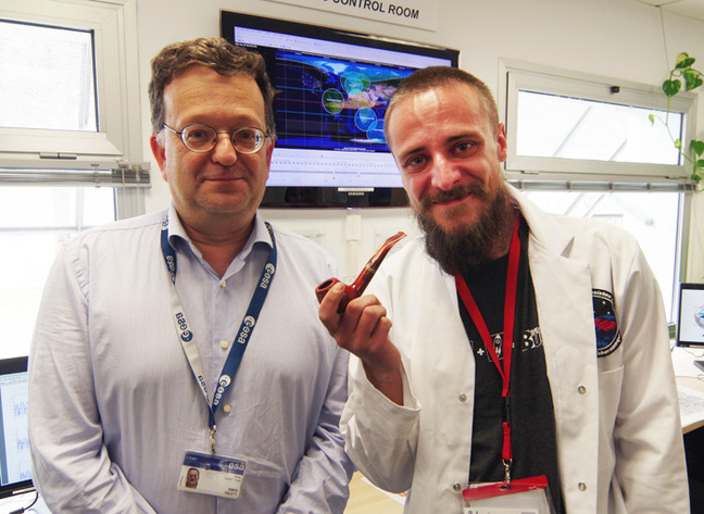 Matt with Jorge Fauste in the SMOS control room