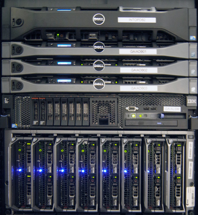 Rack of new IT kit at the PSA