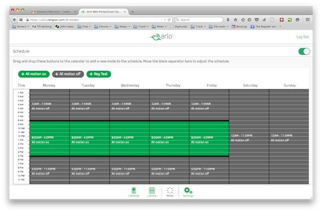 Arlo Web Schedules