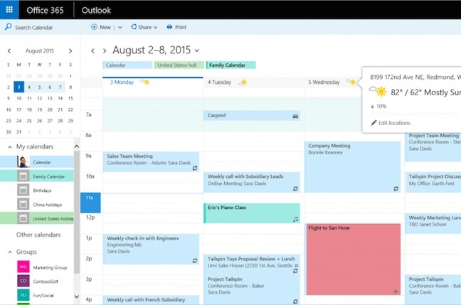 Outlook for the web's new calendar
