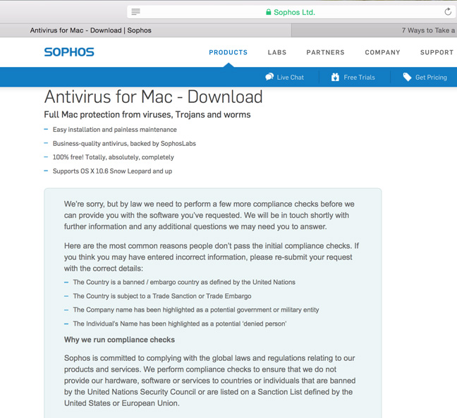 free sophos for mac