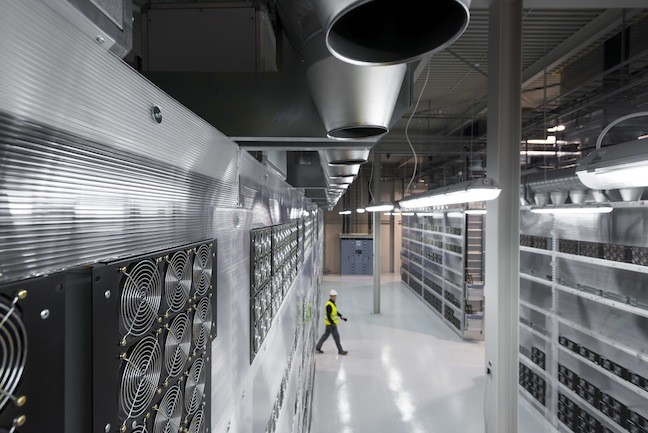 Verne Global data centre server racks from above