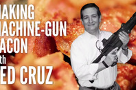 Ted Cruz poses with an AR-15 for his machine gun bacon video