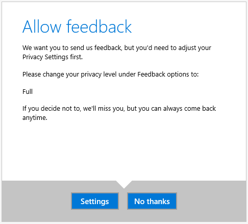 No feedback unless you give up privacy