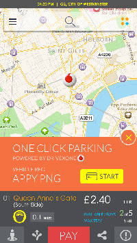 Vodafone parking app screenshot