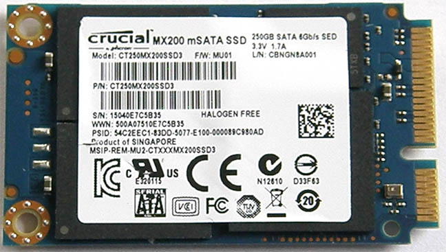 Crucial MX200 mSATA SSD