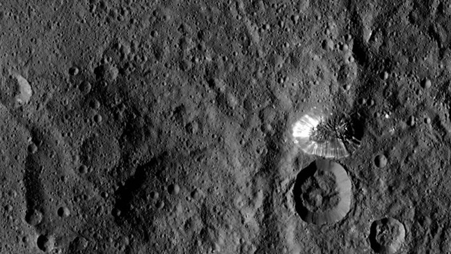 The shining mountain on Ceres. Pic: NASA/JPL-Caltech/UCLA/MPS/DLR/IDA