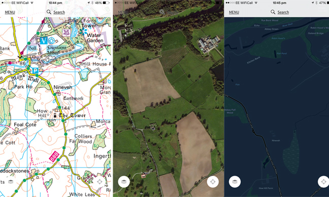 OS Maps app - views