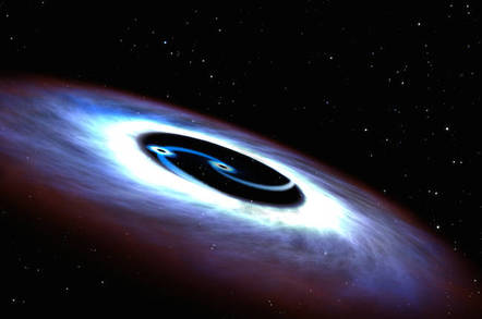 Artist's view of a binary black hole. Pic credit: NASA, ESA and G Bacon (STScI)