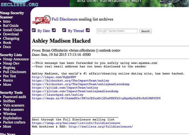 Full Disclosure Ashley Madison Post Full Disclosure Ashley Madison Post