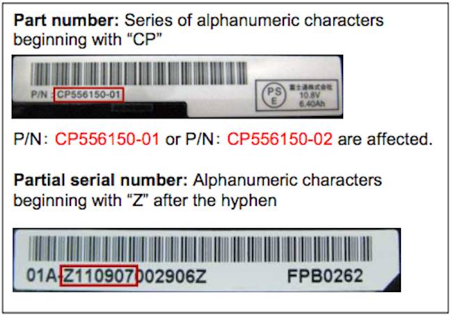 Fujitsu recall serial numbers