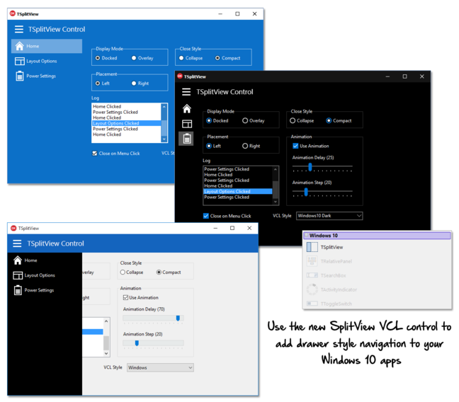 Windows 10 style Split View control in RAD Studio