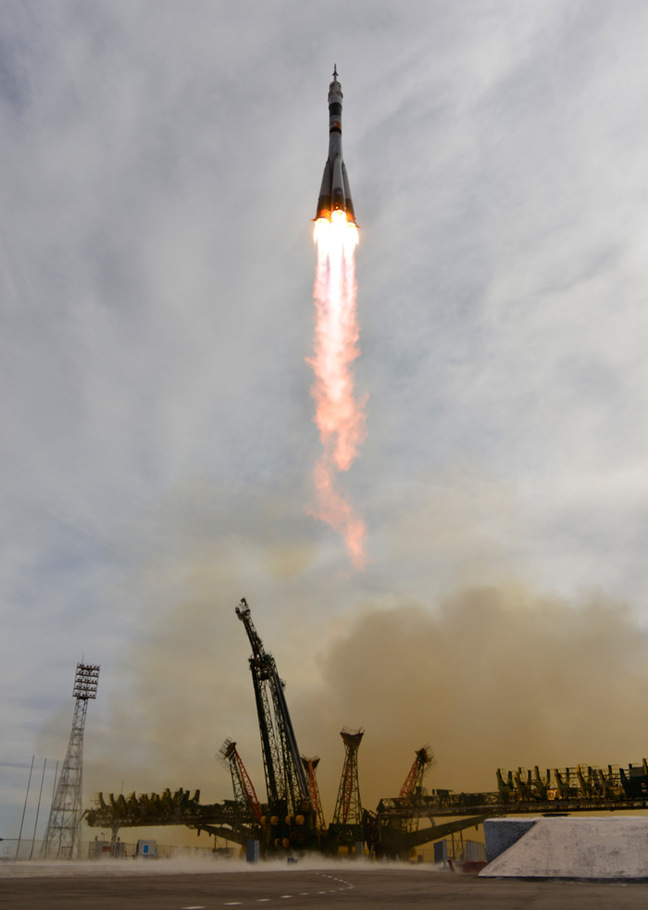 The Soyuz TMA-18M launches to the ISS. Pic: ESA / S. Corvaja
