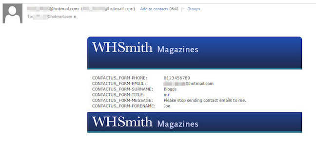 WHSmith data howler WHSmith data howler