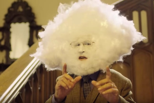 Man with head in the cloud