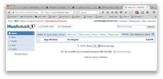 Hushmail Inbox Small