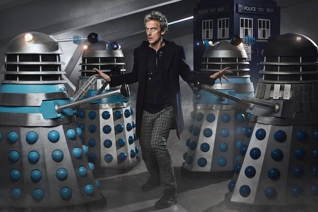 Time Lord with Daleks in Doctor Who – The Witch's Familiar. Pic credit: BBC