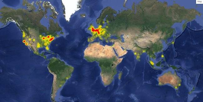 Facebook outage map