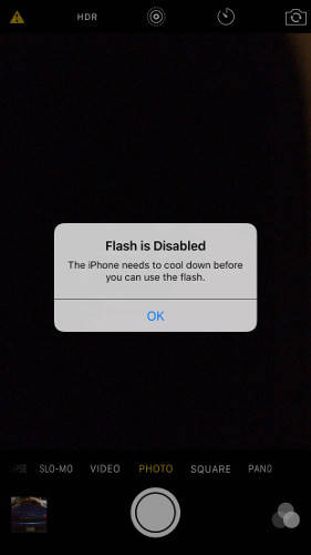 iPhone 6S Plus flash warning