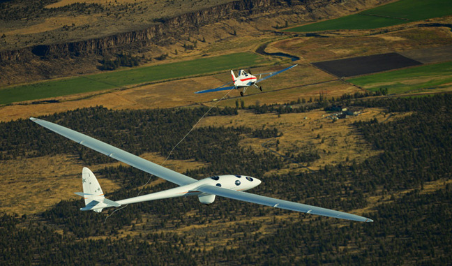 The Perlan 2 releases from the tow aircraft on its maiden flight. Pic: Airbus